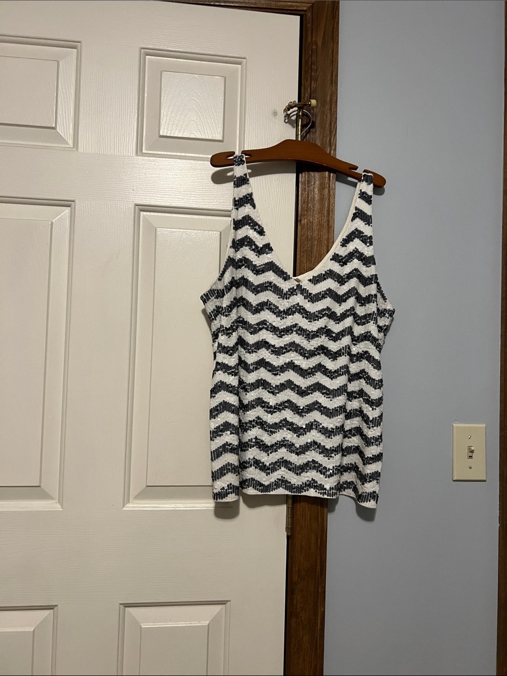 J. Crew Black & White Chevron Knit Tank
